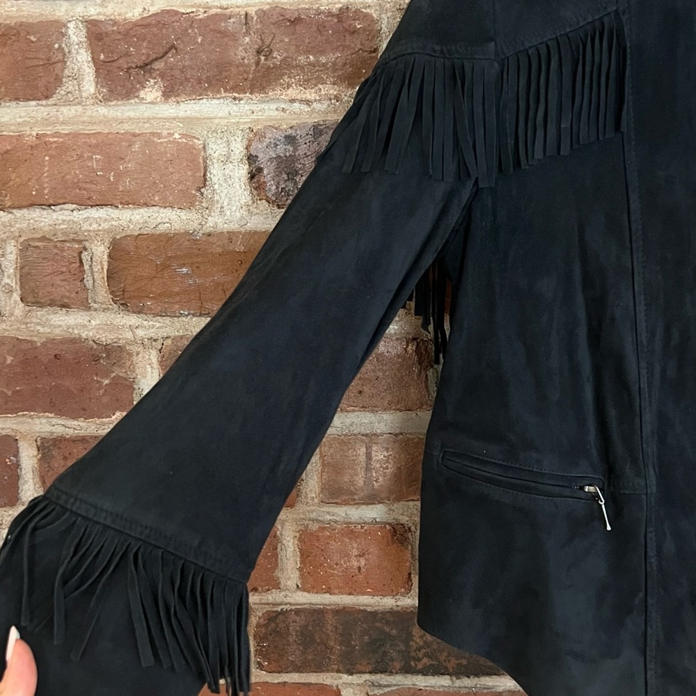 Anthropologie Elevenses Fringe Suede Jacket - Picture 4 of 9